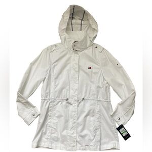 NWT Tommy Hilfiger White Utility Coat Windbreaker Jacket Large